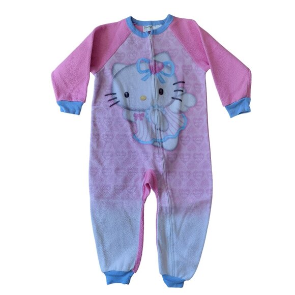 Sanrio Hello Kitty 5T Fleece Pajama Footie PJs Pink Purple Vintage Y2K 2002 - Picture 1 of 8
